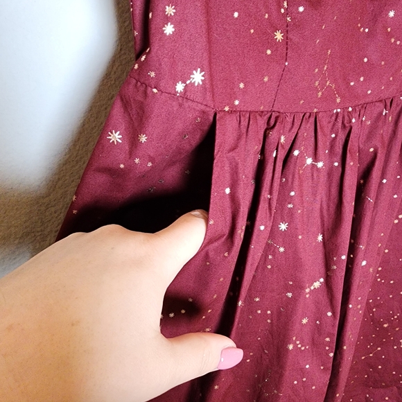NWT ModCloth Gold Foil Maroon Solar System Constellation Sleeveless Dress 10 - Picture 3 of 16